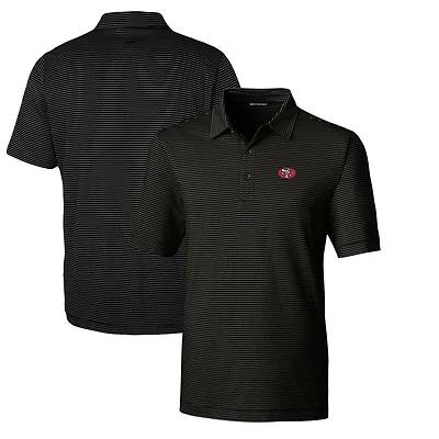 Polo extensible à rayures crayon Forge pour homme Cutter & Buck, noir, logo rétro des 49ers de San Francisco, taille grande et