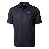 Polo extensible noir à imprimé double pois Cutter & Buck pour homme, logo rétro des 49ers de San Francisco, taille grande et