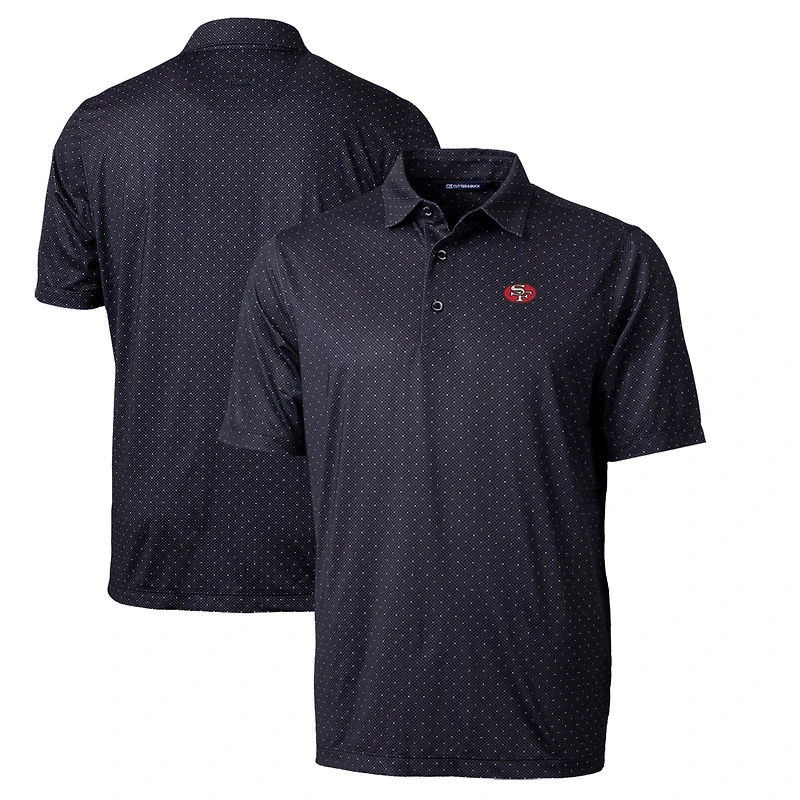Polo extensible noir à imprimé double pois Cutter & Buck pour homme, logo rétro des 49ers de San Francisco, taille grande et