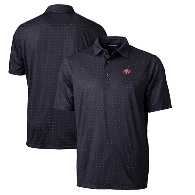 Polo extensible noir à imprimé double pois Cutter & Buck pour homme, logo rétro des 49ers de San Francisco, taille grande et