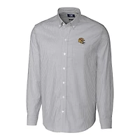 Chemise boutonnée à manches longues et rayures Oxford extensibles pour homme, couleur anthracite, avec casque des San Francisco 49ers, Cutter & Buck