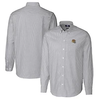 Chemise boutonnée à manches longues et rayures Oxford extensibles pour homme, couleur anthracite, avec casque des San Francisco 49ers, Cutter & Buck