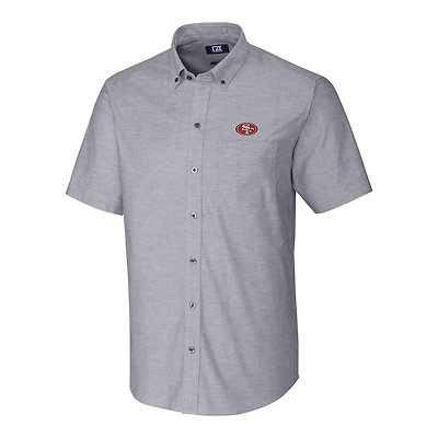 Chemise boutonnée à manches courtes en tissu Oxford extensible pour homme, couleur anthracite, Cutter & Buck, San Francisco 49ers