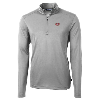 Veste à enfiler Virtue Eco Pique grise quart de zip pour homme, modèle Cutter & Buck des San Francisco 49ers, grande taille