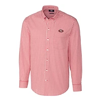 Chemise boutonnée tissée à manches longues et carreaux vichy extensible pour homme Cutter & Buck Scarlet San Francisco 49ers, grande taille