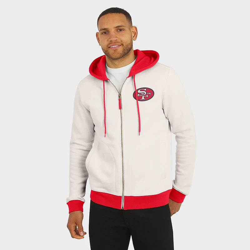 Men's Darius Rucker Collection by Fanatics Cream San Francisco 49ers Distressed Graphics Full-Zip Hoodie