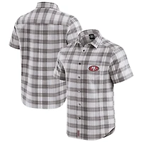 Chemise boutonnée à manches courtes et carreaux gris pour homme, collection Darius Rucker par Fanatics, motif équipe des 49ers de San Francisco