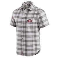 Chemise boutonnée à manches courtes et carreaux gris pour homme, collection Darius Rucker par Fanatics, motif équipe des 49ers de San Francisco