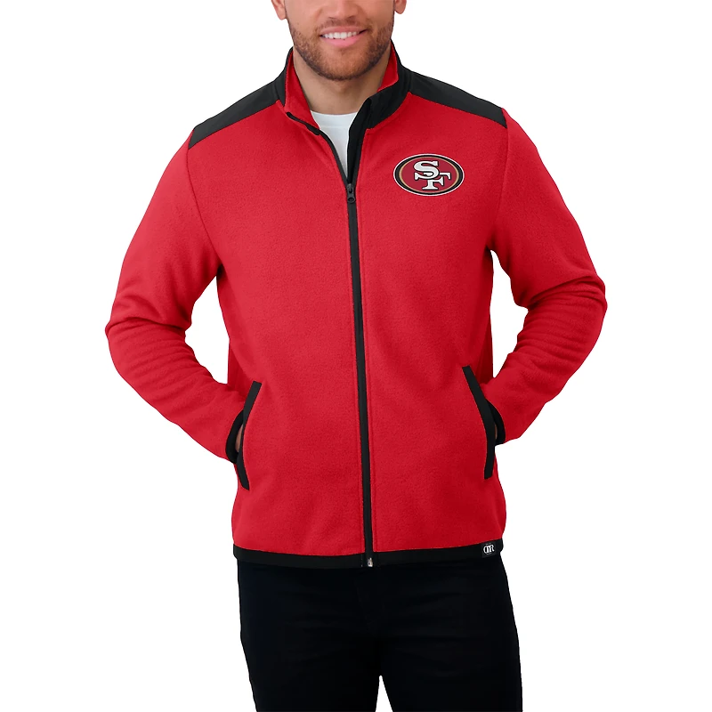 Men's Darius Rucker Collection by Fanatics Scarlet San Francisco 49ers Color Block Polar Fleece Full-Zip Jacket