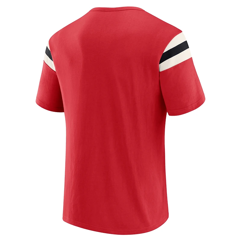 Men's Darius Rucker Collection by Fanatics Scarlet San Francisco 49ers Football Stripe Sleeve T-Shirt