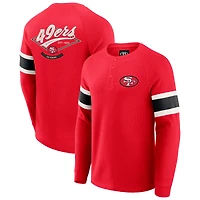 T-shirt Henley à manches longues raglan en tricot gaufré pour homme de la collection Darius Rucker par Fanatics Scarlet des 49ers San Francisco