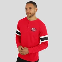T-shirt Henley à manches longues raglan en tricot gaufré pour homme de la collection Darius Rucker par Fanatics Scarlet des 49ers San Francisco