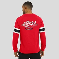 T-shirt Henley à manches longues raglan en tricot gaufré pour homme de la collection Darius Rucker par Fanatics Scarlet des 49ers San Francisco