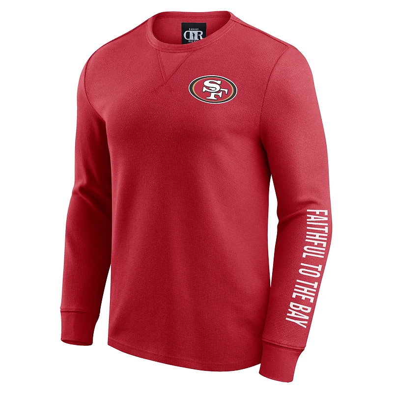 T-shirt à manches longues en maille gaufrée délavée pour homme Darius Rucker Collection by Fanatics Scarlet des 49ers de San Francisco