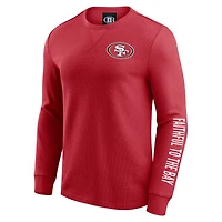T-shirt à manches longues en maille gaufrée délavée pour homme Darius Rucker Collection by Fanatics Scarlet des 49ers de San Francisco