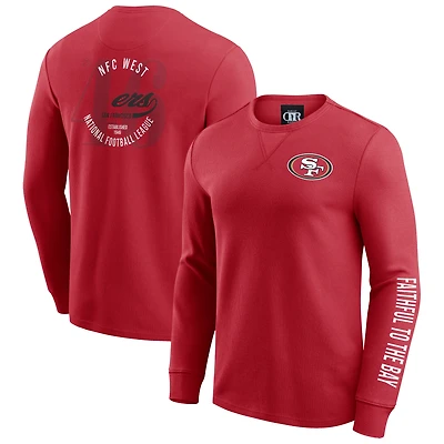 T-shirt à manches longues en maille gaufrée délavée pour homme Darius Rucker Collection by Fanatics Scarlet des 49ers de San Francisco