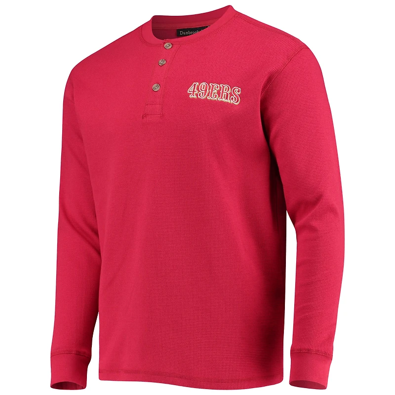 T-shirt à manches longues pour hommes Dunbrooke Scarlet San Francisco 49ers Logo Maverick Thermal Henley
