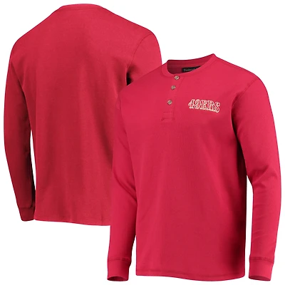 T-shirt à manches longues pour hommes Dunbrooke Scarlet San Francisco 49ers Logo Maverick Thermal Henley