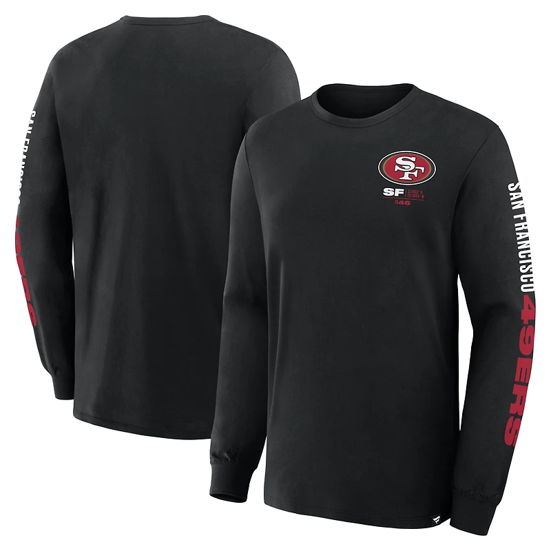 T-shirt à manches longues Fanatics noir pour homme, motif horloge des 49ers de San Francisco, taille grande et haute, Legacy