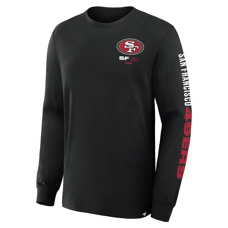T-shirt à manches longues Fanatics noir pour homme, motif Clock Management Legacy des San Francisco 49ers
