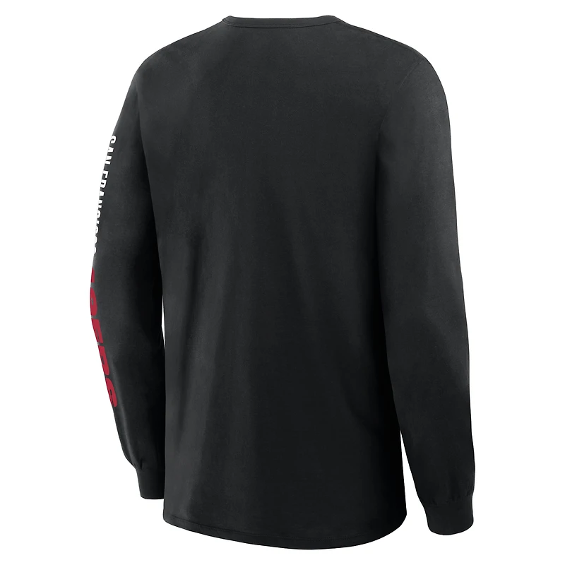 T-shirt à manches longues Fanatics noir pour homme, motif Clock Management Legacy des San Francisco 49ers