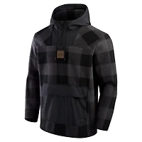 Men's Fanatics Black San Francisco 49ers Elements Plaid Polar Fleece Quarter-Zip Hoodie