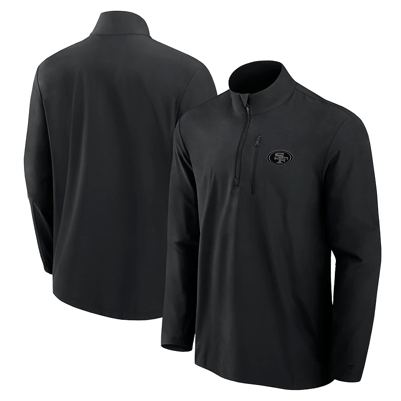 Men's Fanatics Black San Francisco 49ers Front Office Micro Tonal Quarter-Zip Pullover