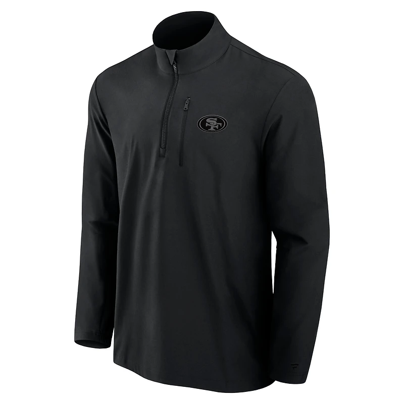 Men's Fanatics Black San Francisco 49ers Front Office Micro Tonal Quarter-Zip Pullover
