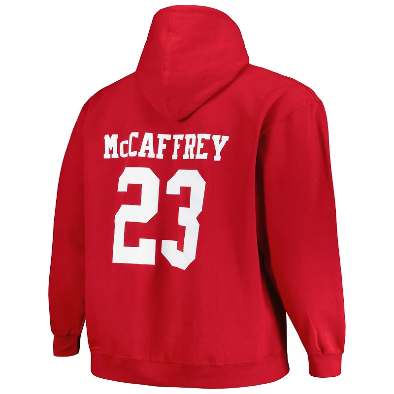 Fanatics pour hommes Christian McCaffrey Scarlet San Francisco 49ers Big & Tall Fleece Name Number Pull à capuche