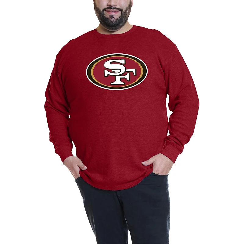 T-shirt à manches longues gaufré thermique pour hommes Fanatics Christian McCaffrey Scarlet San Francisco 49ers Big & Tall