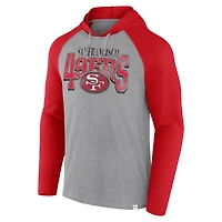 Men's Fanatics Gray/Scarlet San Francisco 49ers Under Center Long Sleeve Hoodie T-Shirt