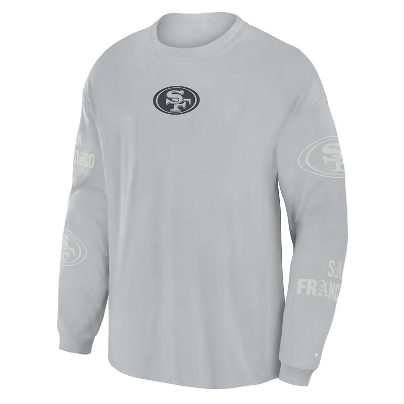 T-shirt à manches longues surdimensionné Fanatics gris San Francisco 49ers pour homme