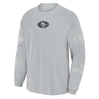 T-shirt à manches longues surdimensionné Fanatics gris San Francisco 49ers pour homme