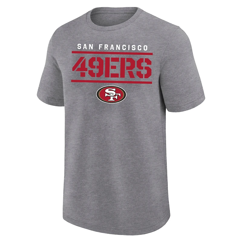 T-shirt Fanatics gris chiné pour homme, taille grande et grande, des 49ers de San Francisco.