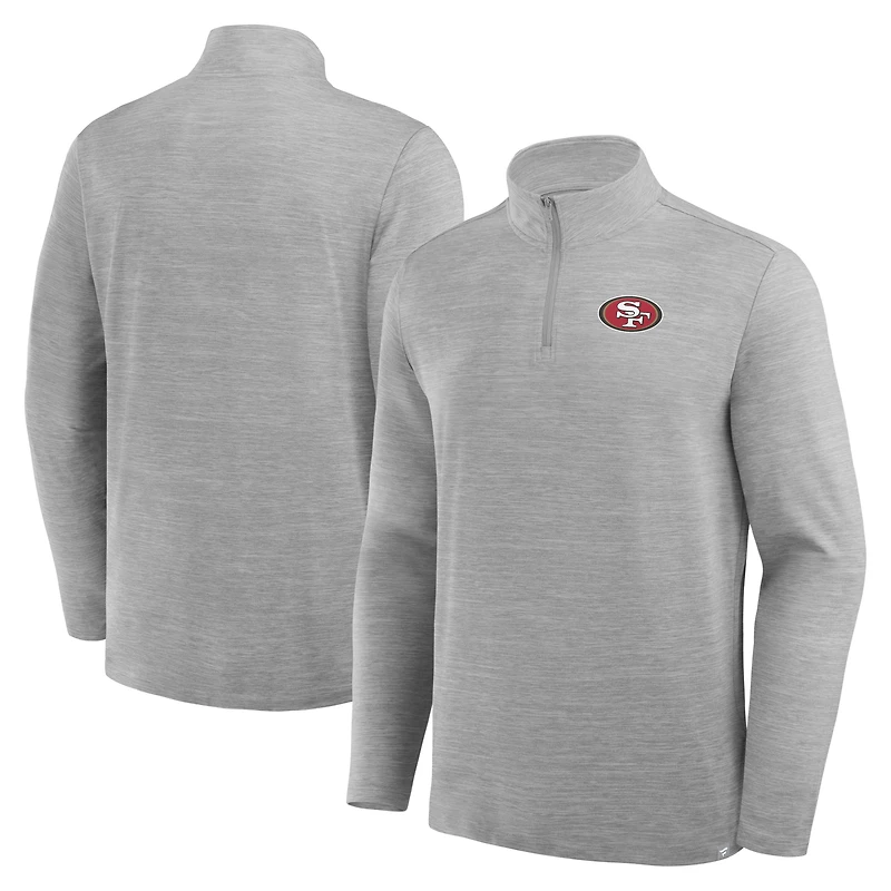 Men's Fanatics Heather Gray San Francisco 49ers Clutch Quarter-Zip Pullover