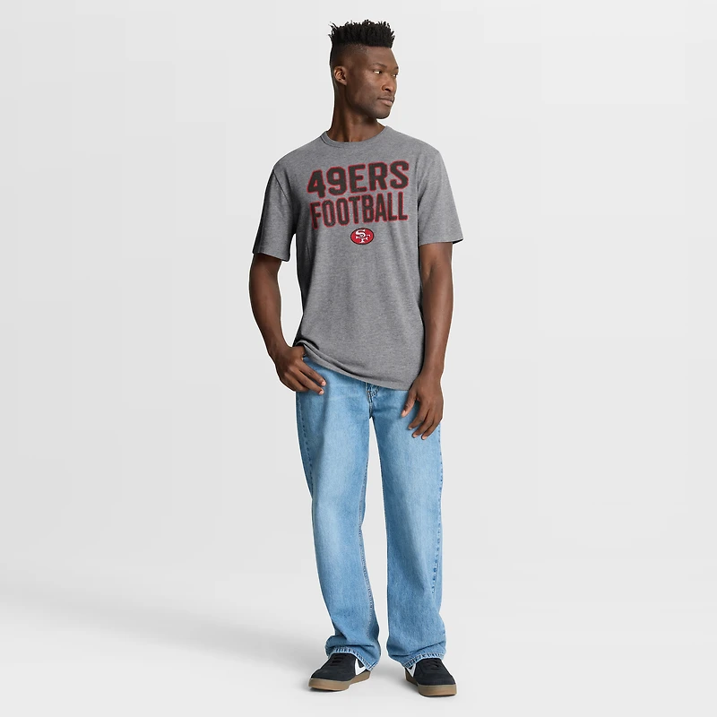 Men's Fanatics Heather Gray San Francisco 49ers First Down Tribute Tri-Blend T-Shirt