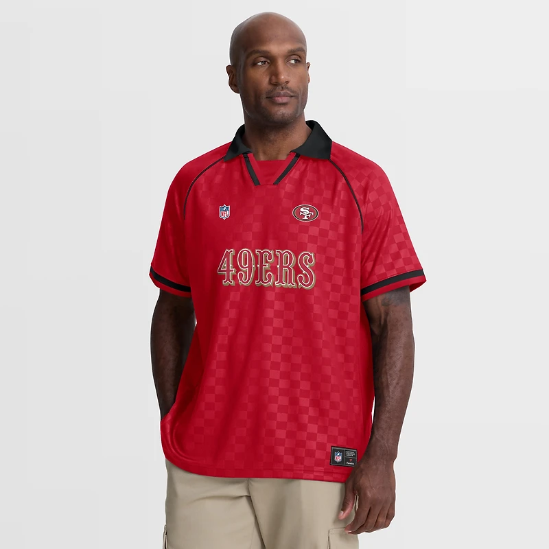 Polo raglan à col en V Homerun des 49ers de San Francisco, écarlate et noir, la marque Fanatics, pour homme