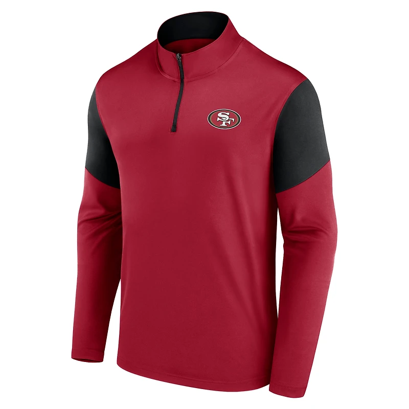 Men's Fanatics Scarlet/Black San Francisco 49ers Primary Logo Quarter-Zip Top