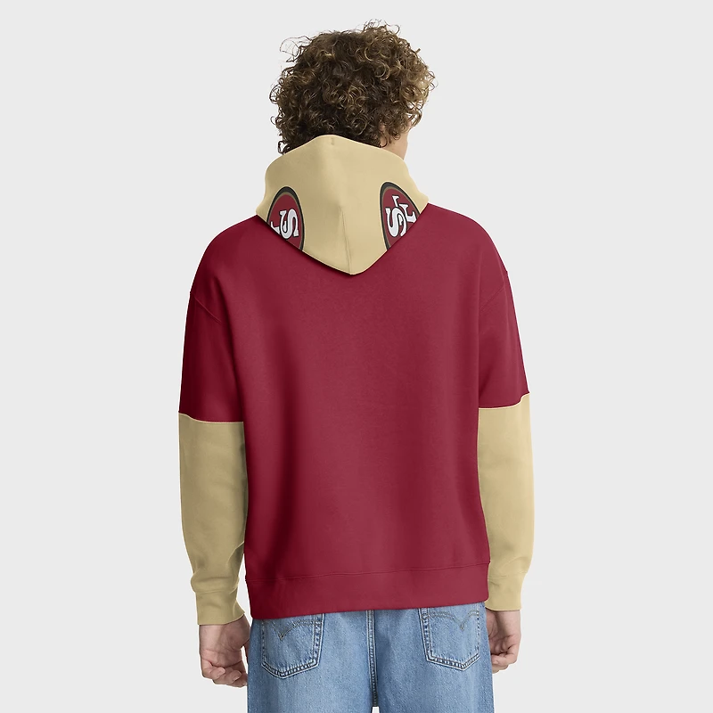 Sweat à capuche Fanatics pour homme, motif casque des San Francisco 49ers, couleur écarlate/doré