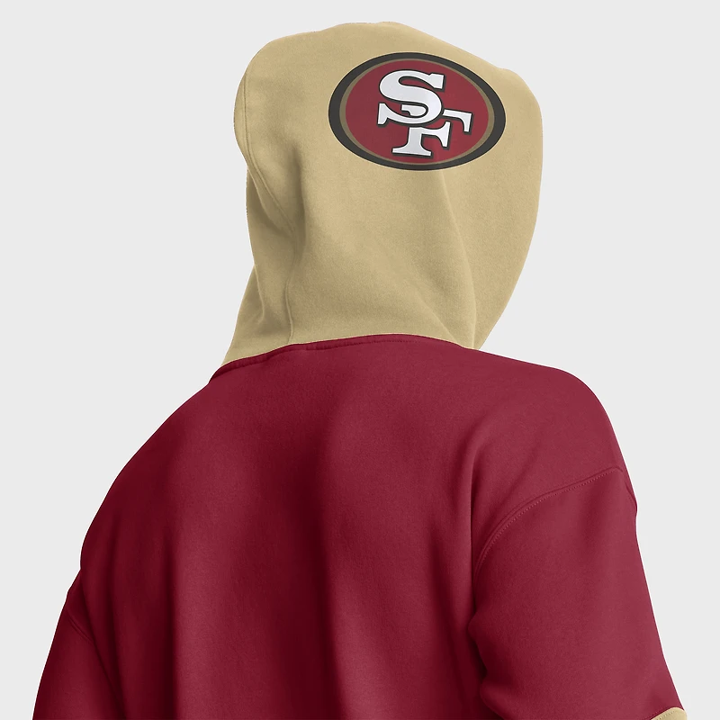 Sweat à capuche Fanatics pour homme, motif casque des San Francisco 49ers, couleur écarlate/doré