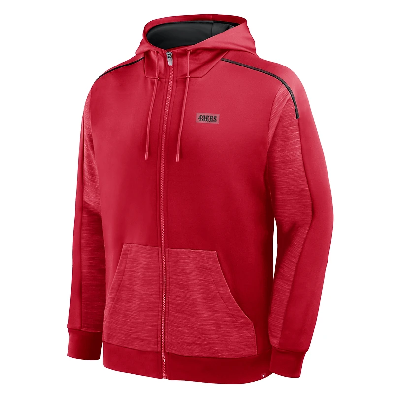 Sweat à capuche zippé Fanatics Scarlet Checkdown Pass des 49ers de San Francisco pour homme