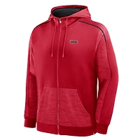 Sweat à capuche zippé Fanatics Scarlet Checkdown Pass des 49ers de San Francisco pour homme
