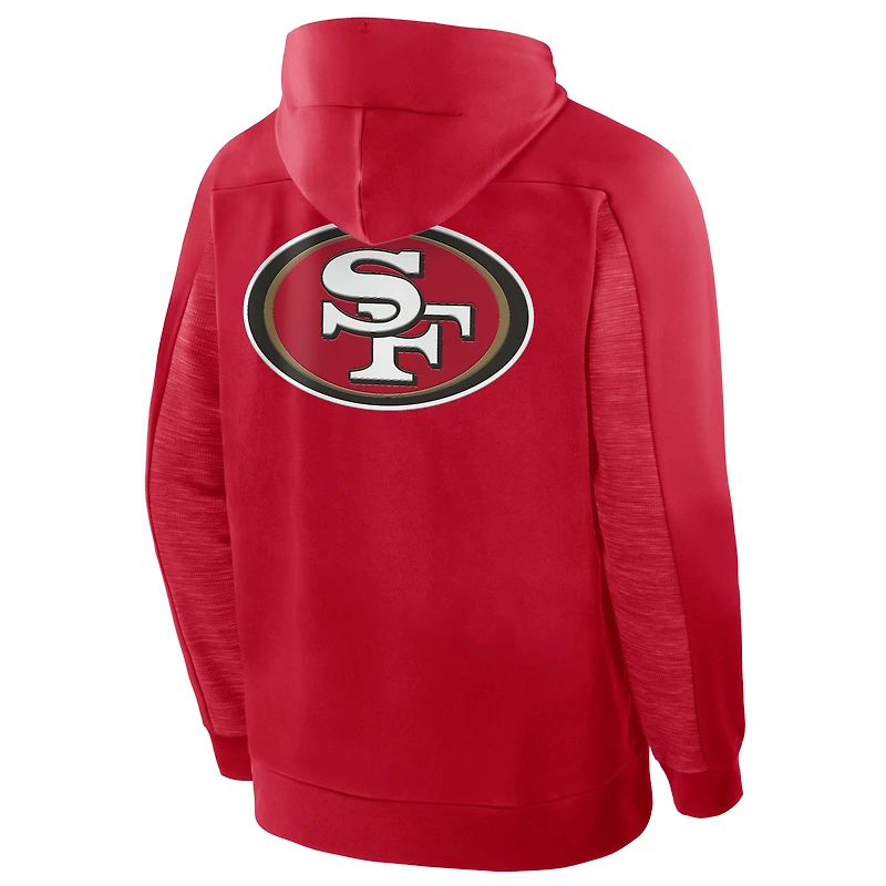 Sweat à capuche zippé Fanatics Scarlet Checkdown Pass des 49ers de San Francisco pour homme