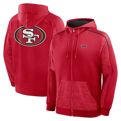 Sweat à capuche zippé Fanatics Scarlet Checkdown Pass des 49ers de San Francisco pour homme