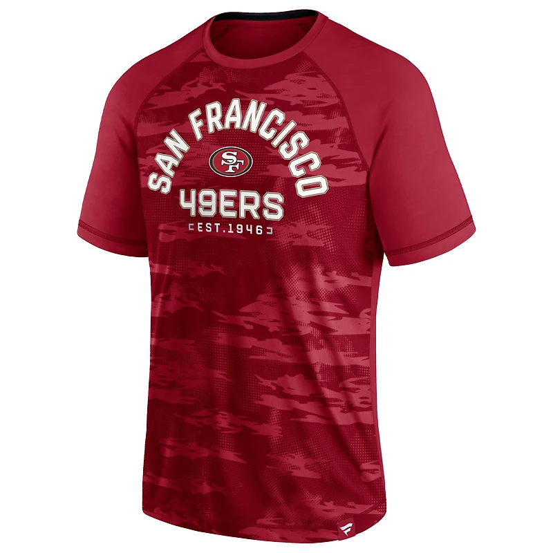 T-shirt Fanatics Scarlet San Francisco 49ers Hail Mary Raglan pour hommes
