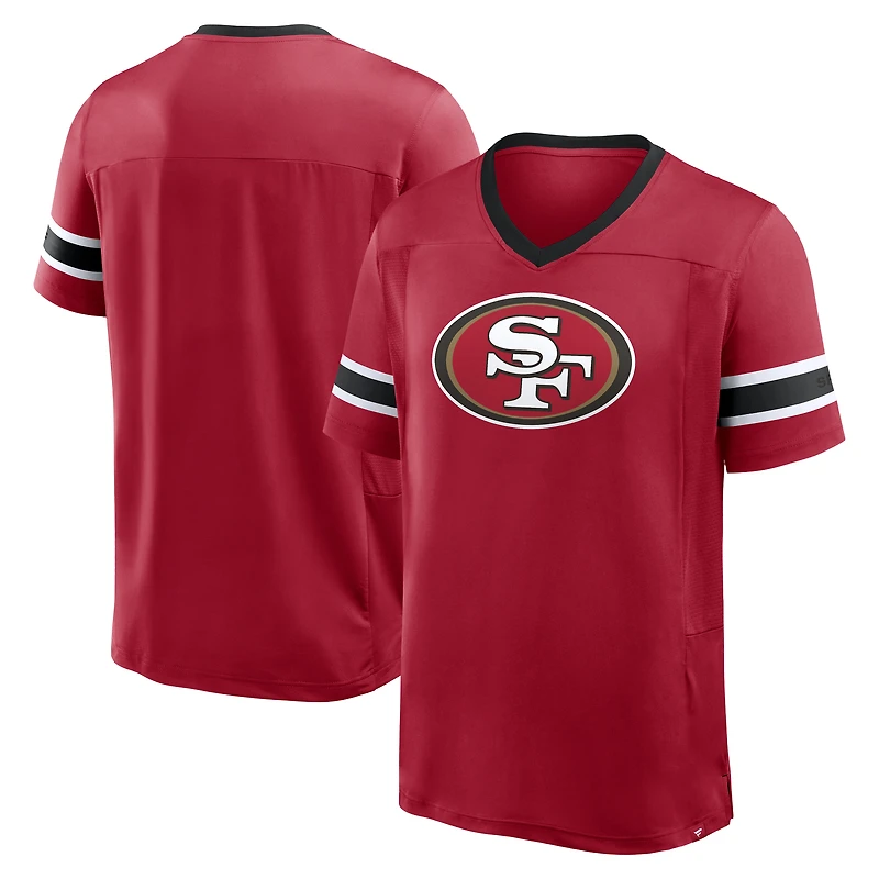 T-shirt col V premium Hashmark Fanatics Scarlet San Francisco 49ers Hometown pour homme