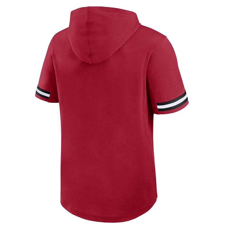 Men's Fanatics Scarlet San Francisco 49ers Optimal Play Short Sleeve Hooded T-Shirt