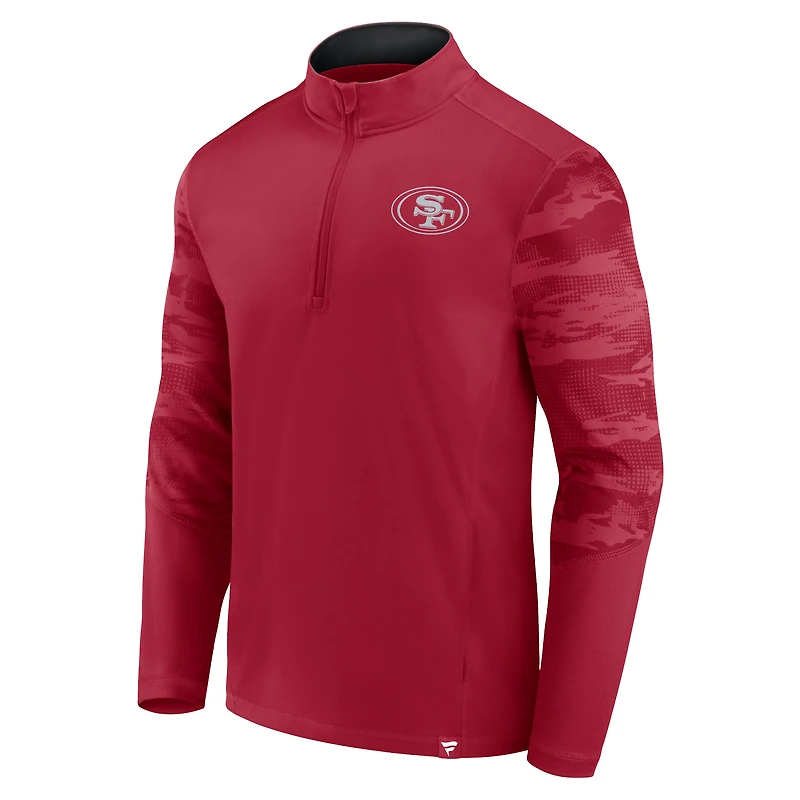 Veste à quart de zip Fanatics Scarlet San Francisco 49ers Ringer pour hommes