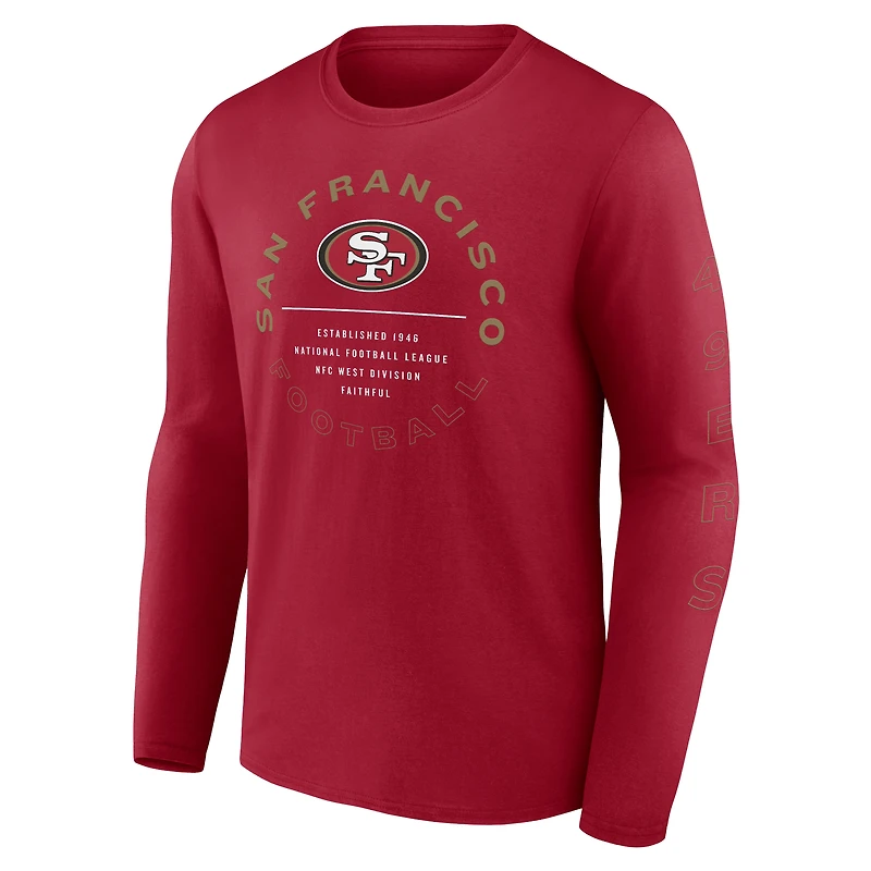 T-shirt à manches longues Fanatics Scarlet San Francisco 49ers Stat Sheet pour hommes