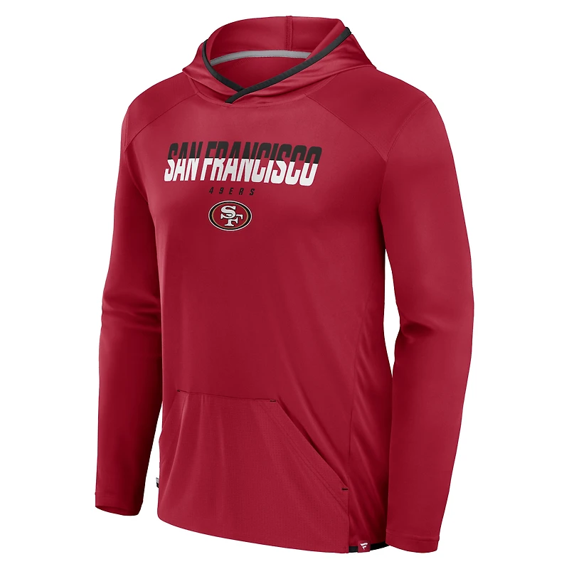 T-shirt à manches longues et capuche transitionnelle Fanatics Scarlet San Francisco 49ers pour hommes